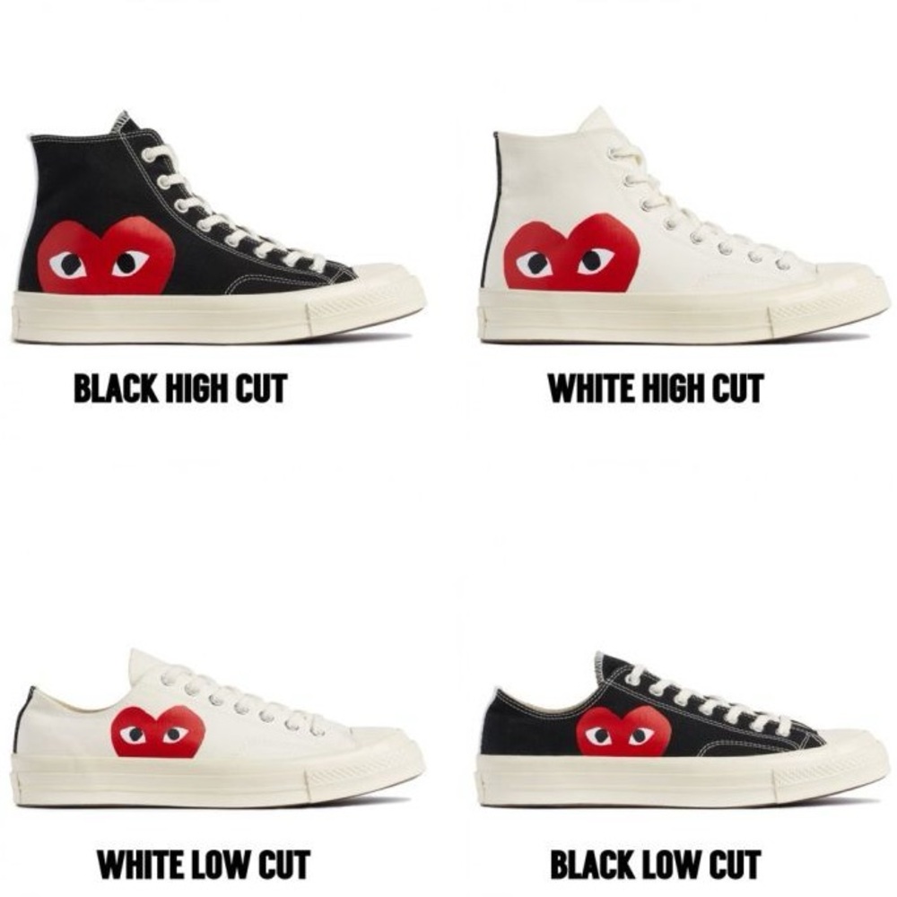 ‼️SOLD‼️Commes Des Garcons x Converse Heart Hightop Sneakers ♥️ - Picture 3 of 10